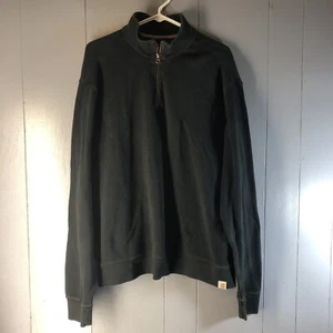 Carhartt Sweatshirt Mens Large Black 1/4 Zip Pullover Sweater Work Long Sleeves - Picture 1 of 10