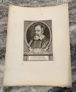 Vintage Portrait of Galileo Galilei by Etienne J. Desrochers Engraving 1668-1741 - Picture 1 of 8