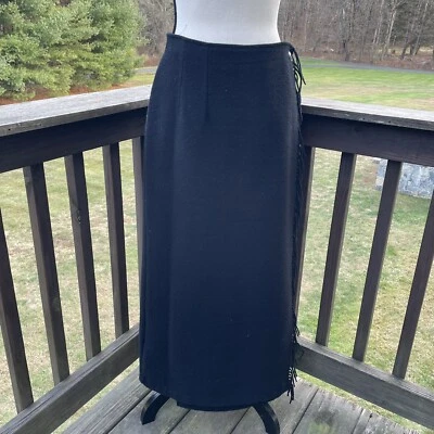 Falda envolvente WOOLRICH lana nailon flecos vaquera occidental boho negra lisa de colección 12 Foto 1 de 4