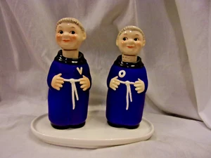 BLUE GOEBEL CARDINAL TUCK MONK OIL AND VINEGAR CRUET SET C1960 HUMMEL VERY RARE - Picture 1 of 8