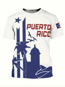 Puerto Rico Men's Crew Neck Short Sleeve T-shirt White - Picture 1 of 4
