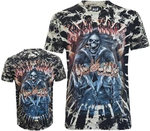 Camiseta Tie Dye ROCK TIME Grim Reaper Rockstar Guitarra Calaveras Brilla en la Oscuridad por Wild - Imagen 1 de 5