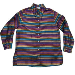 Chicos Design Vintage Silk Blouse Shirt Tunic Womens 1 US M Multicolor Stripe - Picture 1 of 7