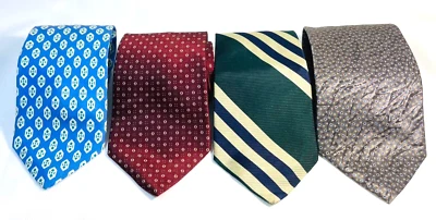 LOTE de 4 Corbatas de Seda Corbata Corbata Rep Gap Zylos Grethel Stafford Geométricas De Colección Foto 1 de 4