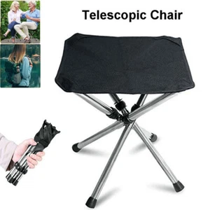 Folding Stool Portable Telescopic Chair Seat Camping Retractable Outdoor Fishing - Picture 1 of 13