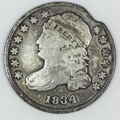 1834 Capped Bust Dime VG US Silver Coin Z414 - Image 1 of 2