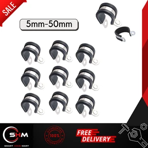 Gummi ausgekleidet P Clips Schlauch Rohrschelle Kabel Befestigungsschelle Edelstahl 5-50 mm - Bild 1 von 7