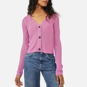 Nuevo con etiquetas Suéter Cárdigan Acanalado Free People Game On en Rubor Mariposa Mujer Mediano - Imagen 1 de 6