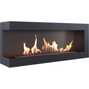 Bio Ethanol Kamin DELTA schwarz 1200 links offen für Wand Einbau 120 cm breit - Bild 1 von 5