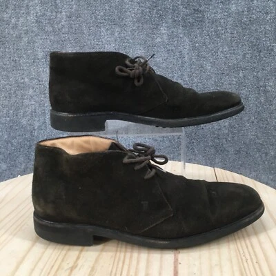 Tods Botas Para Hombres 8.5 Gamuza Cómodas Con Cordones Chukka Botín Top Negro Informal Foto 1 de 4