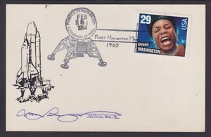 Jerry Linenger, NASA Astronaut, signed space card with First Man on Moon cancel - Picture 1 of 1