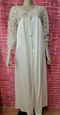 Bata Peignoir mediana vintage Montgomery Ward beige transparente talla L #C4 Foto 1 de 4