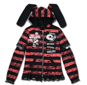 Punk Harajuku bunny ears black and red hoodie - Picture 1 of 3