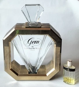 Vtg Giant 13.5" Factice Perfume Bottle Van Cleef & Arpels Gem See Descrip. Empty - Foto 1 di 23