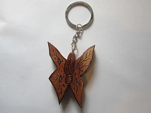 HOMEMADE ONE OF A KIND CHERRY WOOD BUTTERFLY KEY CHAIN - Picture 1 of 5