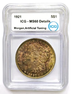 1921 Morgan One ($1) Dollar Silver Coin ICG MS60 Details Just Graded! - Picture 1 of 5