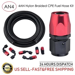 4AN Fuel Line Nylon Stainless Steel Braided Fuel Hose Oil Gas Air Line CPE Fuel - Picture 1 of 10