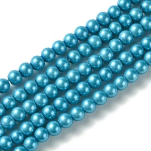 Glass Pearl 4mm Turquoise Beads - Grade A Quality - 1 Strand (Approx 100 Beads) - Picture 1 of 4