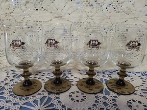 Western Barware Stagecoach Glasses Vintage Stemware Goblets Set of 4 - Picture 1 of 7