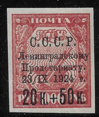1924 RUSSIA USSR Semi-Postal Sc#B47 ERROR "e"🔥Flood issue🔥MNH OG - Image 1 of 3