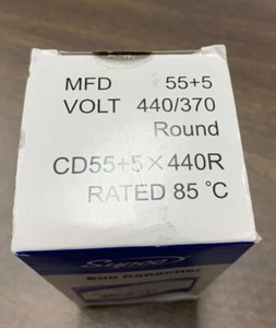 SUPCO CD55+5X440R ROUND DUAL RUN CAPACITOR (55+5 MFD X 440VAC) - Picture 1 of 4