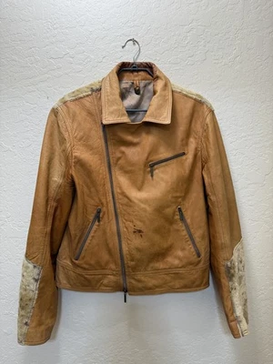 Rare Just Cavalli Leather Short West Beige Pony Hair  Size 52 *see photo - Image 1 of 4