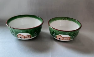 Set 2 ciotole Macy's the Cellar LOG CABIN 2001 zuppa cereali verde dessert 5-3/4" - Foto 1 di 11