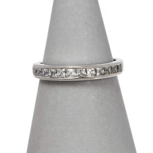 Pre-Owned 14ct White Gold & CZ Dress Ring Size M - Picture 1 of 7