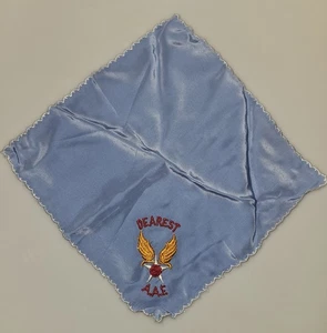 World War 2 AAF Sweetheart Blue Handkerchief 1940-1945 Air Force Wife Love Token - Picture 1 of 8