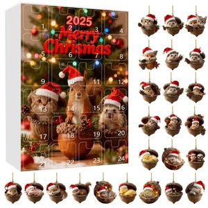 2025 Merry Chrismas Christmas Ornament Animal Countdown Calendar Xmas Surprise - Picture 1 of 10