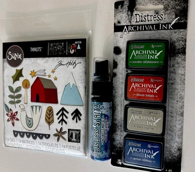 Lote Tim Holtz FUNKY NORDIC Sizzix Thinlits Troquelado Distress Tintas y Spray Foto 1 de 4