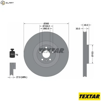 2x BRAKE DISC 92308905 FOR VOLVO ASIA B4204T26 2.0L 4cyl XC60 II B420T 2.0L - Image 1 of 4
