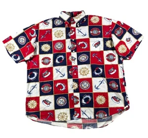 Vintage Palladium Nautical Button Down Shirt Made In USA • Men’s Size Large - Picture 1 of 7