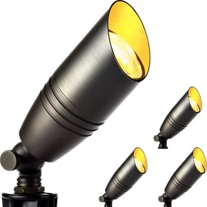 Low Voltage Spot Lights Outdoor LED 4 Pack, Die-cast Brass Landscape Spotligh... - Picture 1 of 8