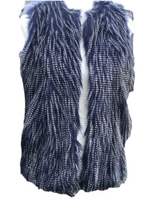 Mossimo Faux Blue/Black/White Ostrich Feather Fully Lined Vest. Size Large. NWOT - Picture 1 of 5