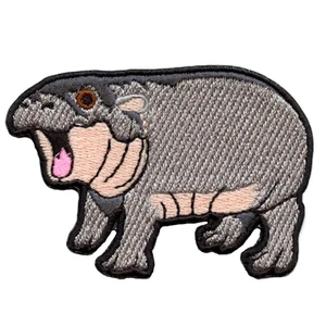 Moo-Deng Baby Hippo Pygmy Patch Animal Embroidered Iron On Patch - Picture 1 of 2