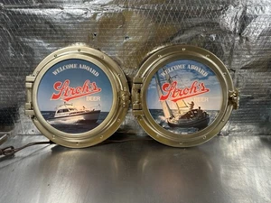Vintage New Old Stock Set Stroh’s Bier beleuchtete Bullaugenschilder Maritim - Bild 1 von 9