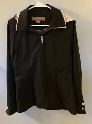 Weather Tamer Womens Hooded Jacket Black/Tan Zip Size Small - Image 1 of 4