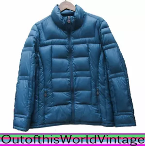 PIUMINO LEGGERO CALVIN KLEIN donna impacchettabile verde turchese cappotto taglia L - Foto 1 di 10