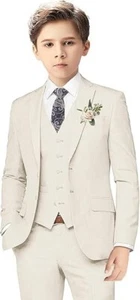 Boys Suits Slim Fit Kids Tuxedo Suit Formal Wedding Outfit Blazers Vests Pants - Picture 1 of 28