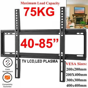 TV WALL BRACKET MOUNT SLIM FOR 26 30 32 40 42 50 63 80 INCH FLAT LCD LED PLASMA - Picture 1 of 11