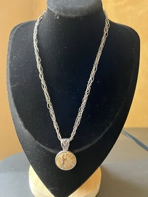 Collar de jaspe con cuadro de plata de ley Barse, paisaje de jaspe Foto 1 de 4