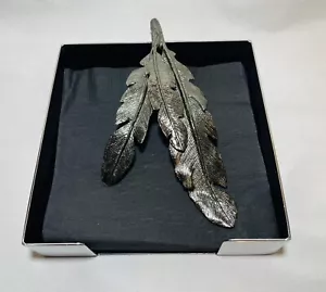 MICHAEL ARAM Black Feather Cocktail Napkin Holder Tray 133255 No Box - Picture 1 of 10