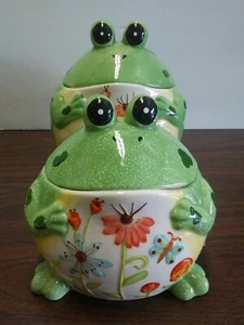 Frog Shape Ceramic Containers 2pc Set - Picture 1 of 12
