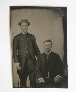 Antique 1890s Tintype Victorian Gentleman American Frontier Portrait Gents - Picture 1 of 2