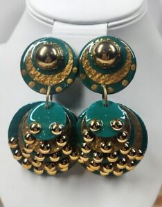 Gorgeous Vintage Goldtone Etruscan Style Clip On Earrings Lunch At The Ritz...