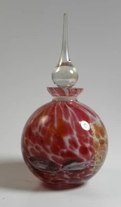 Perfume Bottle with Clear Stopper Blown Glass Art Coral Swirl Nouveau Style - Picture 1 of 5