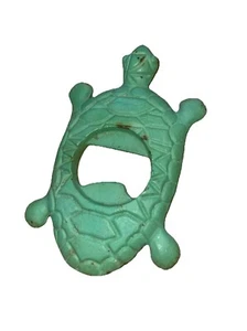 Vintage schwerer Gusseisen Metall grün lackiert Schildkröte Flaschenöffner 5 Zoll - Bild 1 von 3