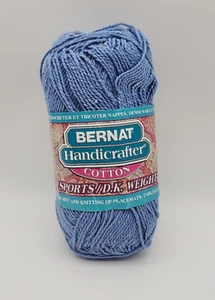 Bernat Handicrafter Cotton Sports/D.K. Weight Yarn '#110 Blue' 1.75oz 50g - Picture 1 of 3