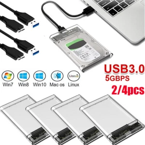 2/4PC USB 3.0 Hard Drive Disk 2.5 Inch SATA HDD SSD External Slim Enclosure Case - Picture 1 of 17